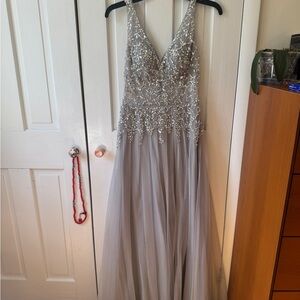 Elegant Silver Sequin Gown size S - M
